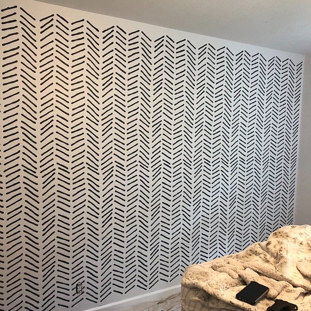 Heringbone Pattern Large Wall Stencils for Painting