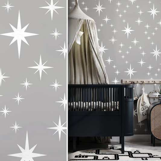 8-POINT STAR CLUSTER Wall Stencil