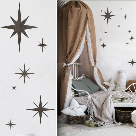 SET OF SIX 8-POINT STAR Wall and Furniture Stencils